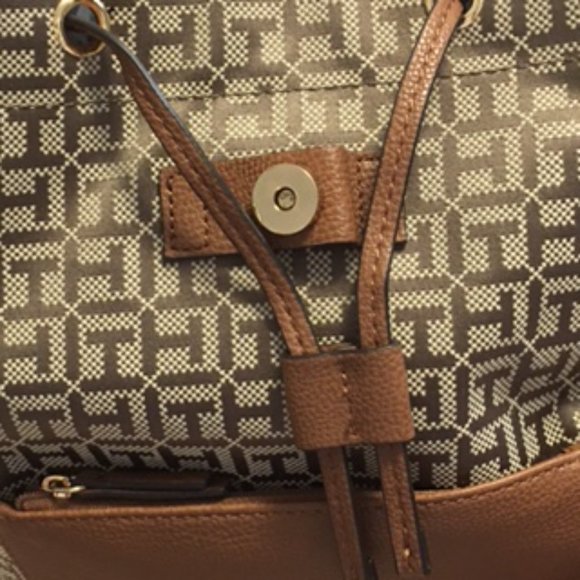 NWOT Tommy Hilfiger Monogram Flap Backpack Purse - Picture 4 of 9